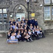 The children with their finished Titanic replica.