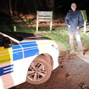 Councillor Gordon Pryde at Townhill Country Park during his evening with community police officers.