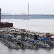 Submarines waiting to be dismantled at Rosyth Dockyard.