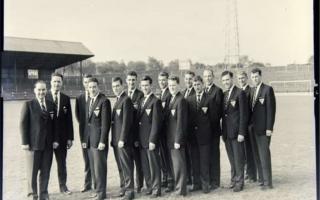 Manager Jock Stein with Dunfermline's 1961 Scottish Cup winning side.