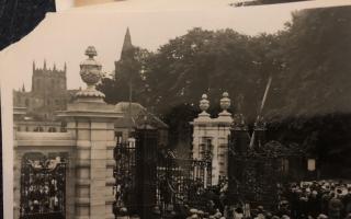 The official opening of the Louise Carnegie Gates at the entrance to Pittencrieff Park.