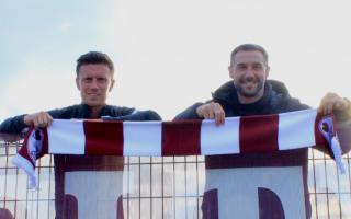Kevin Thomson (right), pictured with Joe Cardle, is excited about his new role with Kelty Hearts. Photo: Web Solutions Scotland.